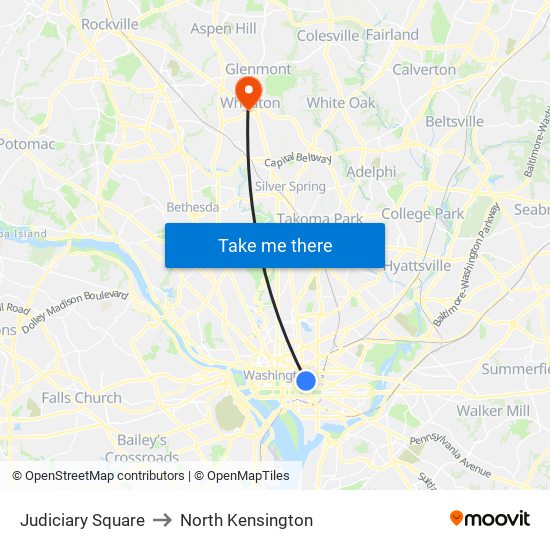 Judiciary Square to North Kensington map