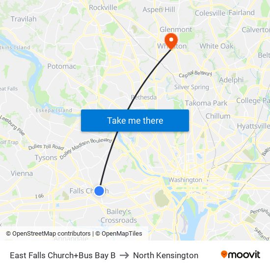 East Falls Church+Bay B to North Kensington map