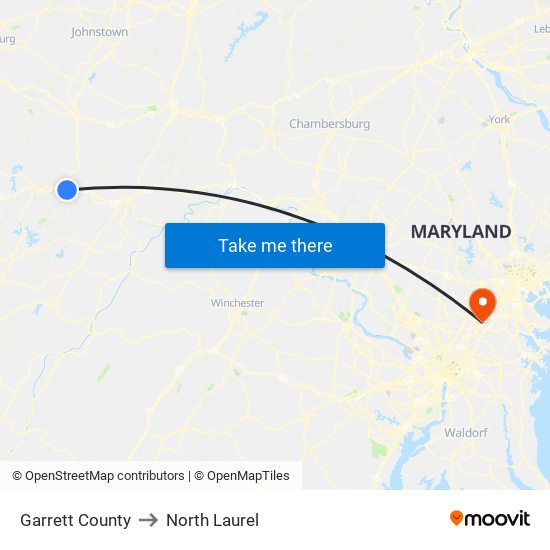 Garrett County to North Laurel map