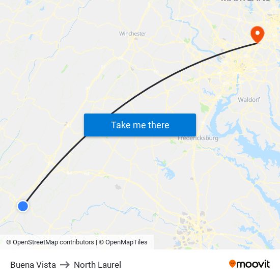 Buena Vista to North Laurel map