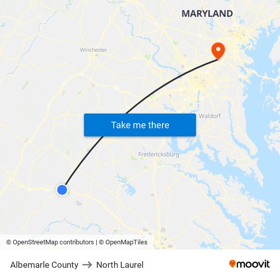 Albemarle County to North Laurel map