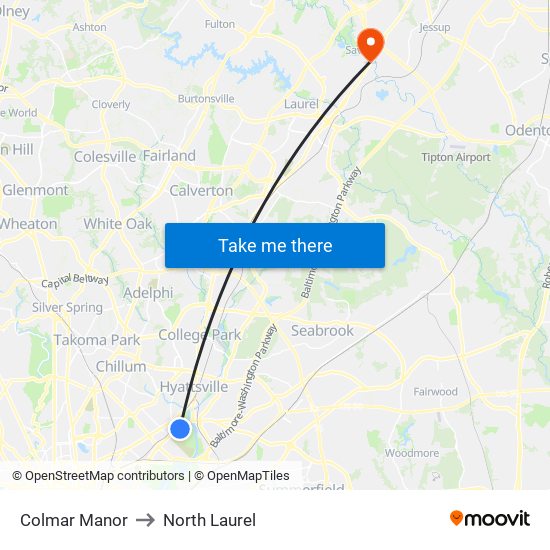 Colmar Manor to North Laurel map