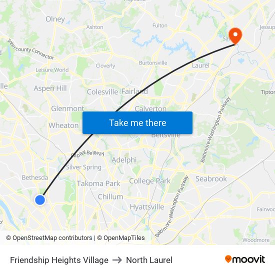 Friendship Heights Village to North Laurel map