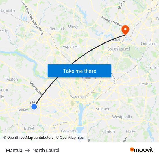 Mantua to North Laurel map