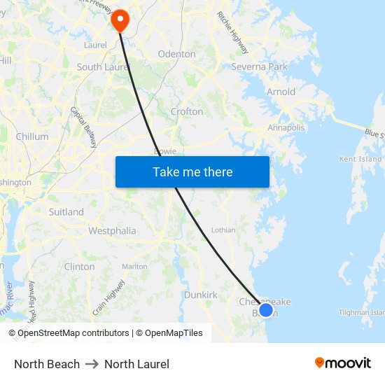 North Beach to North Laurel map