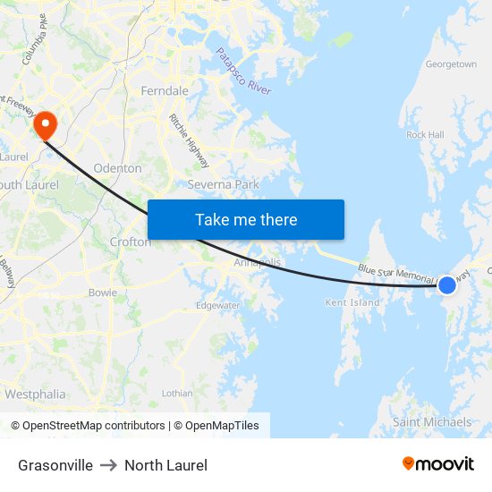 Grasonville to North Laurel map