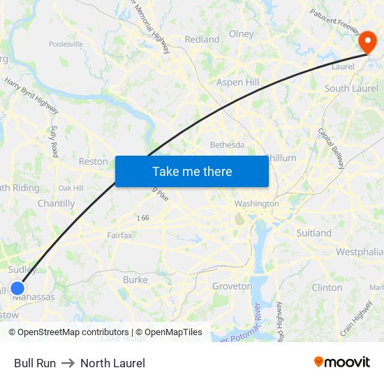 Bull Run to North Laurel map