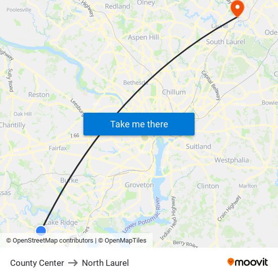 County Center to North Laurel map