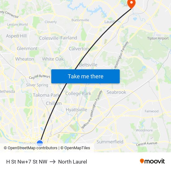 H St Nw+7 St NW to North Laurel map