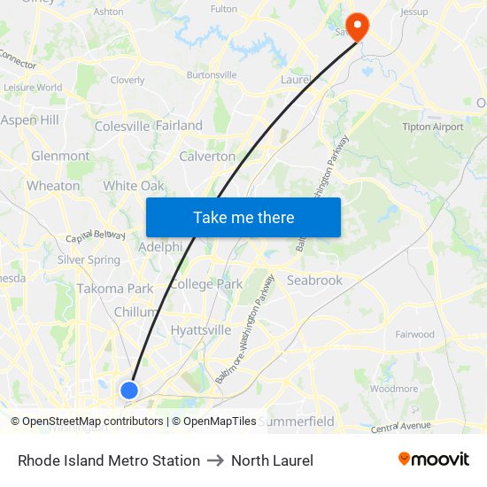 Rhode Island Metro Station to North Laurel map