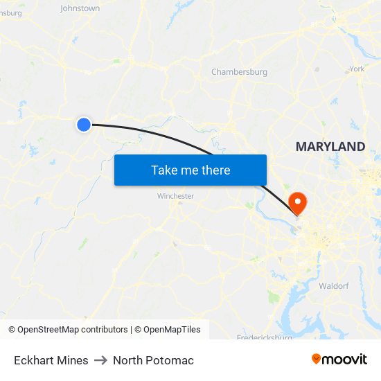 Eckhart Mines to North Potomac map