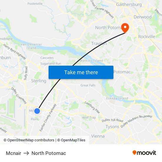 Mcnair to North Potomac map