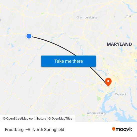 Frostburg to North Springfield map