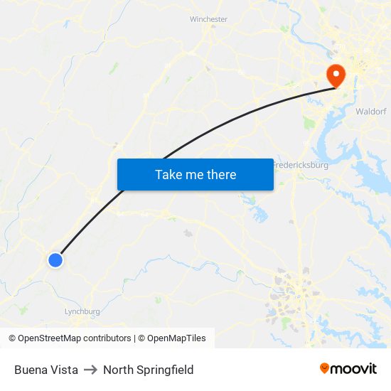 Buena Vista to North Springfield map