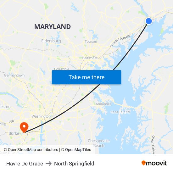 Havre De Grace to North Springfield map