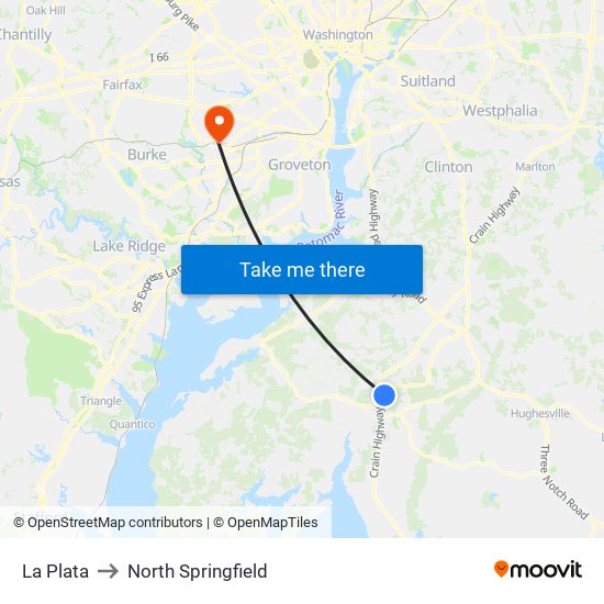 La Plata to North Springfield map