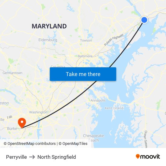 Perryville to North Springfield map