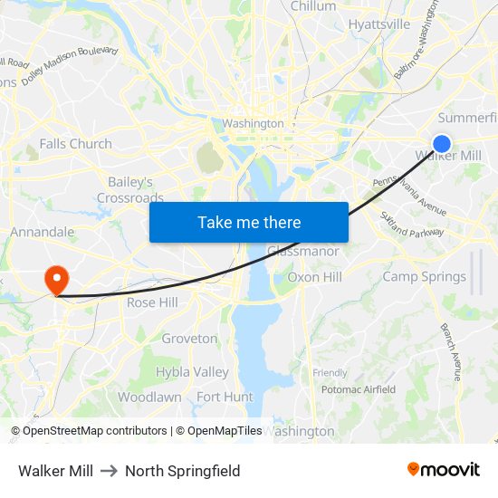 Walker Mill to North Springfield map