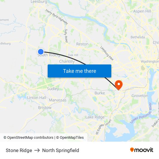 Stone Ridge to North Springfield map