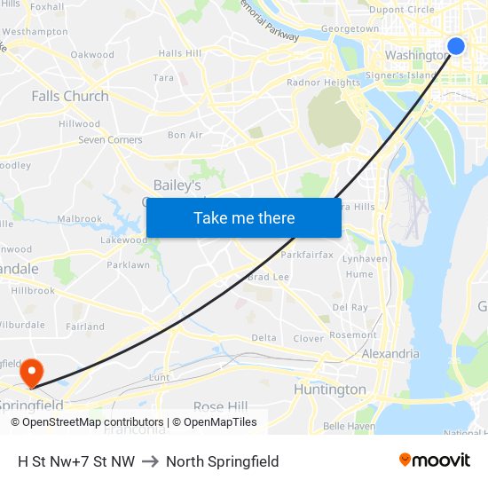 H St Nw+7 St NW to North Springfield map