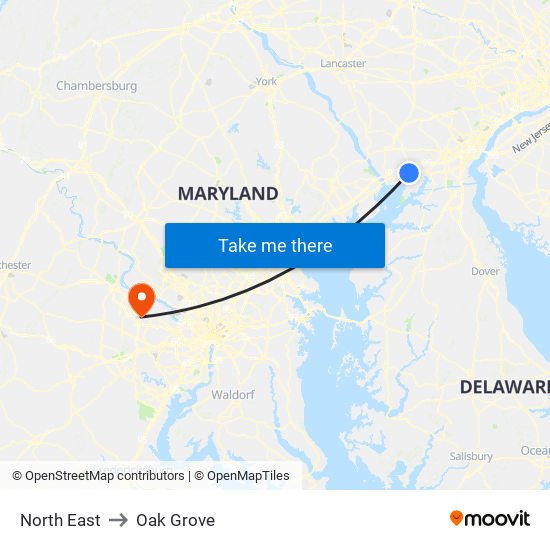 North East to Oak Grove map