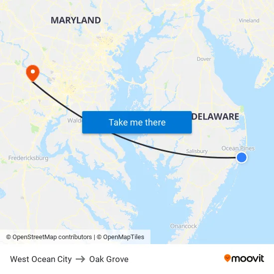 West Ocean City to Oak Grove map