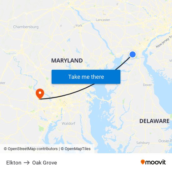 Elkton to Oak Grove map