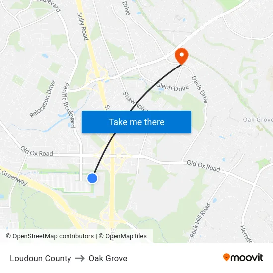 Loudoun County to Oak Grove map