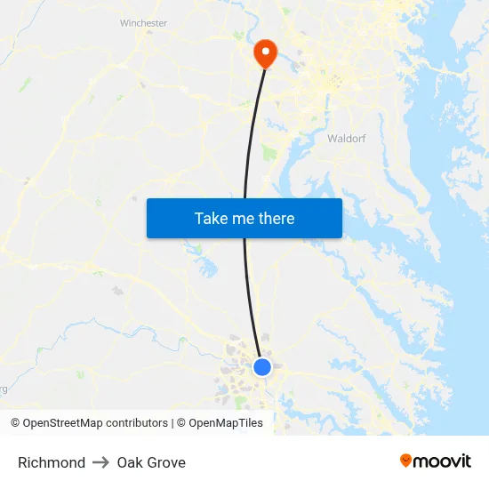 Richmond to Oak Grove map