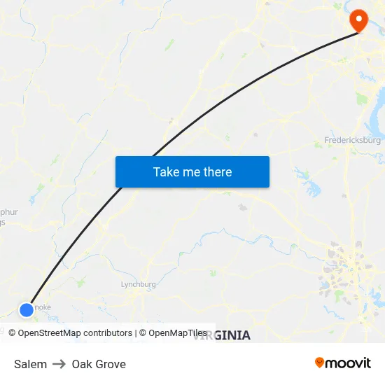 Salem to Oak Grove map