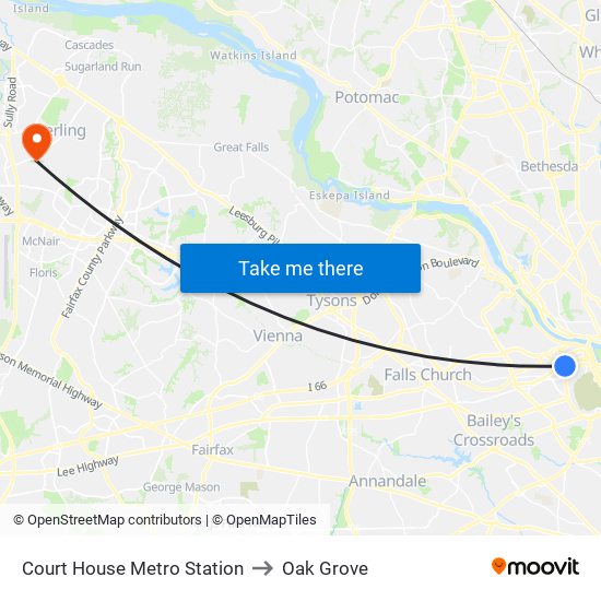 Court House Metro Station to Oak Grove map