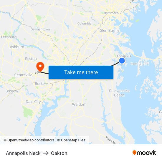 Annapolis Neck to Oakton map