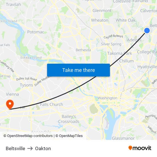 Beltsville to Oakton map