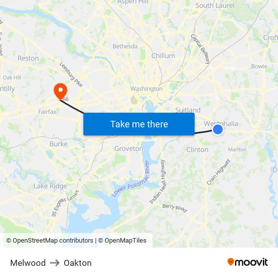 Melwood to Oakton map