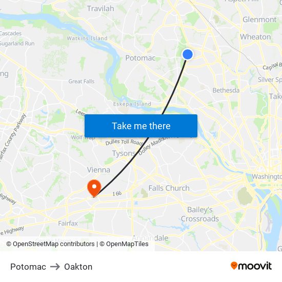 Potomac to Oakton map