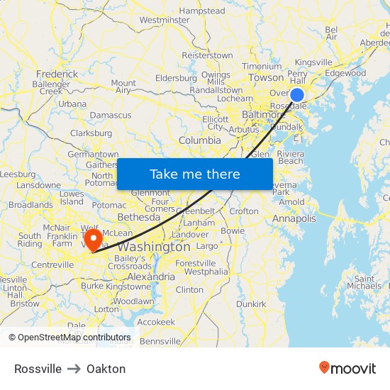 Rossville to Oakton map