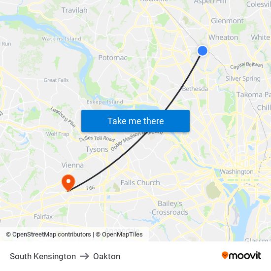 South Kensington to Oakton map