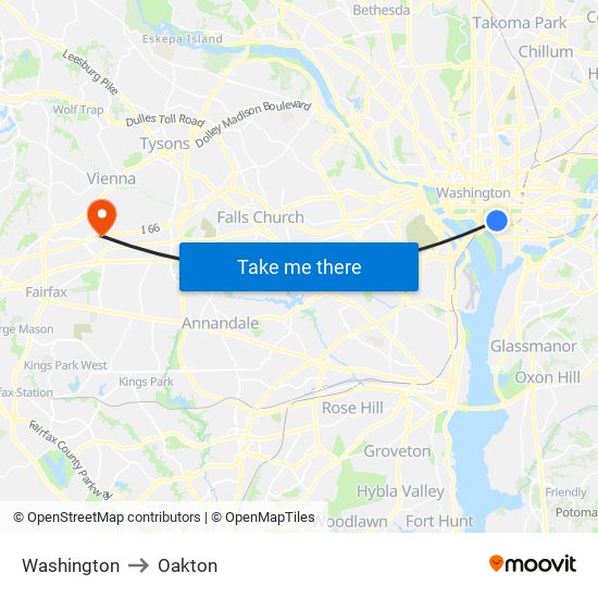Washington to Oakton map