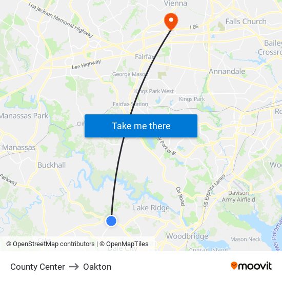 County Center to Oakton map