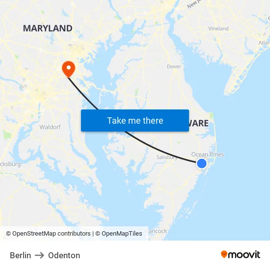 Berlin to Odenton map