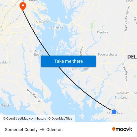 Somerset County to Odenton map