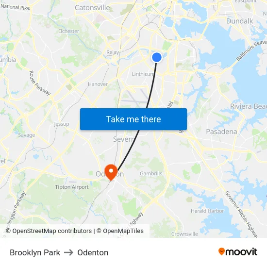 Brooklyn Park to Odenton map