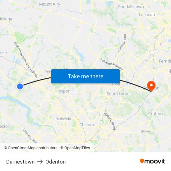 Darnestown to Odenton map
