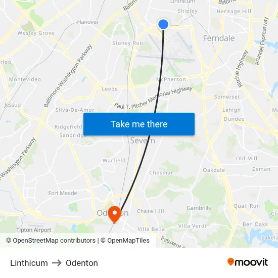 Linthicum to Odenton map