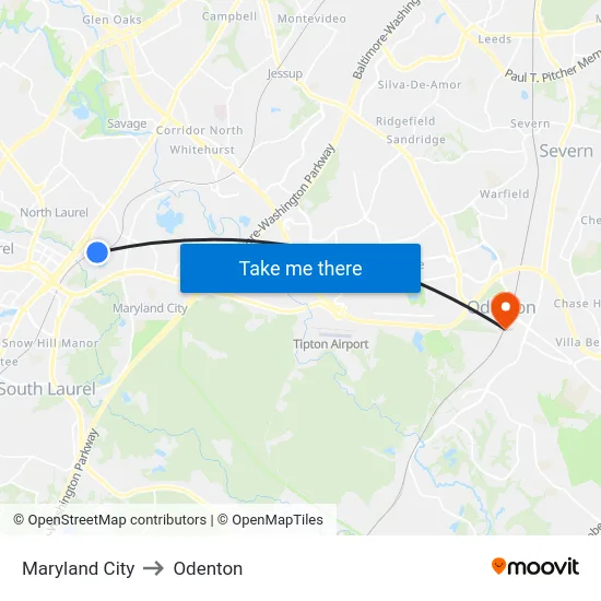 Maryland City to Odenton map