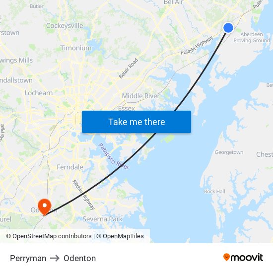 Perryman to Odenton map