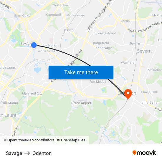 Savage to Odenton map