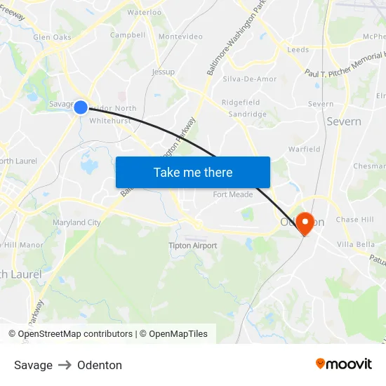 Savage to Odenton map
