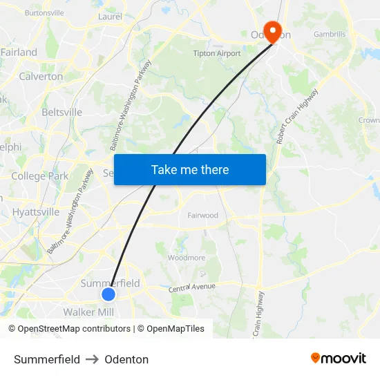 Summerfield to Odenton map