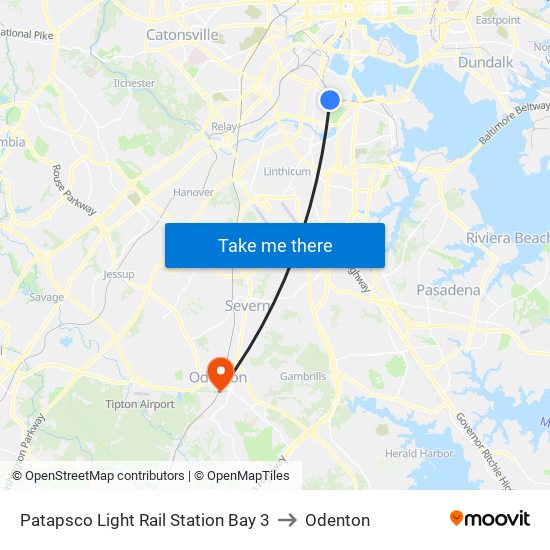 Patapsco Light Rail Station Bay 3 to Odenton map